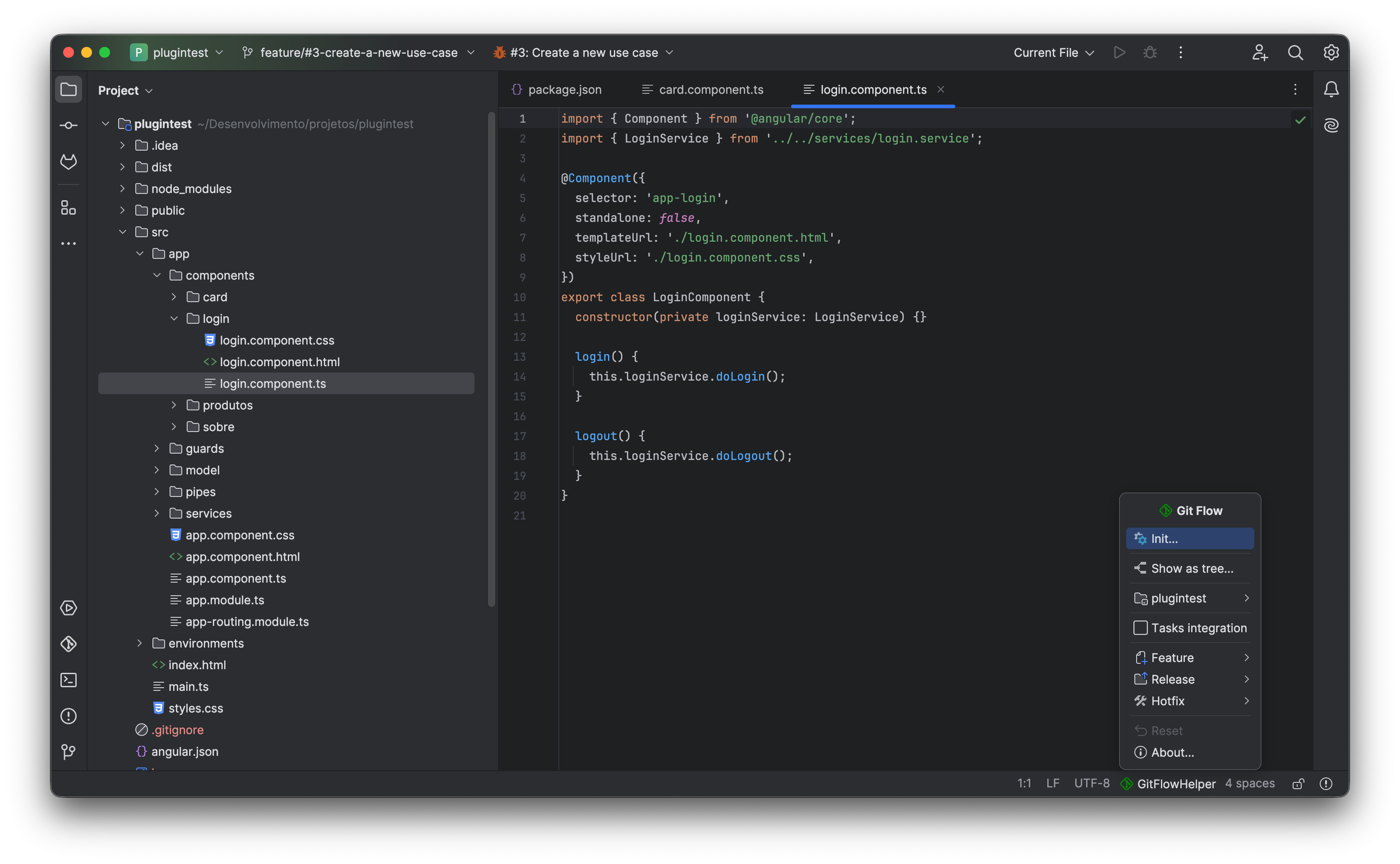 GitFlow Helper Status Bar Menu