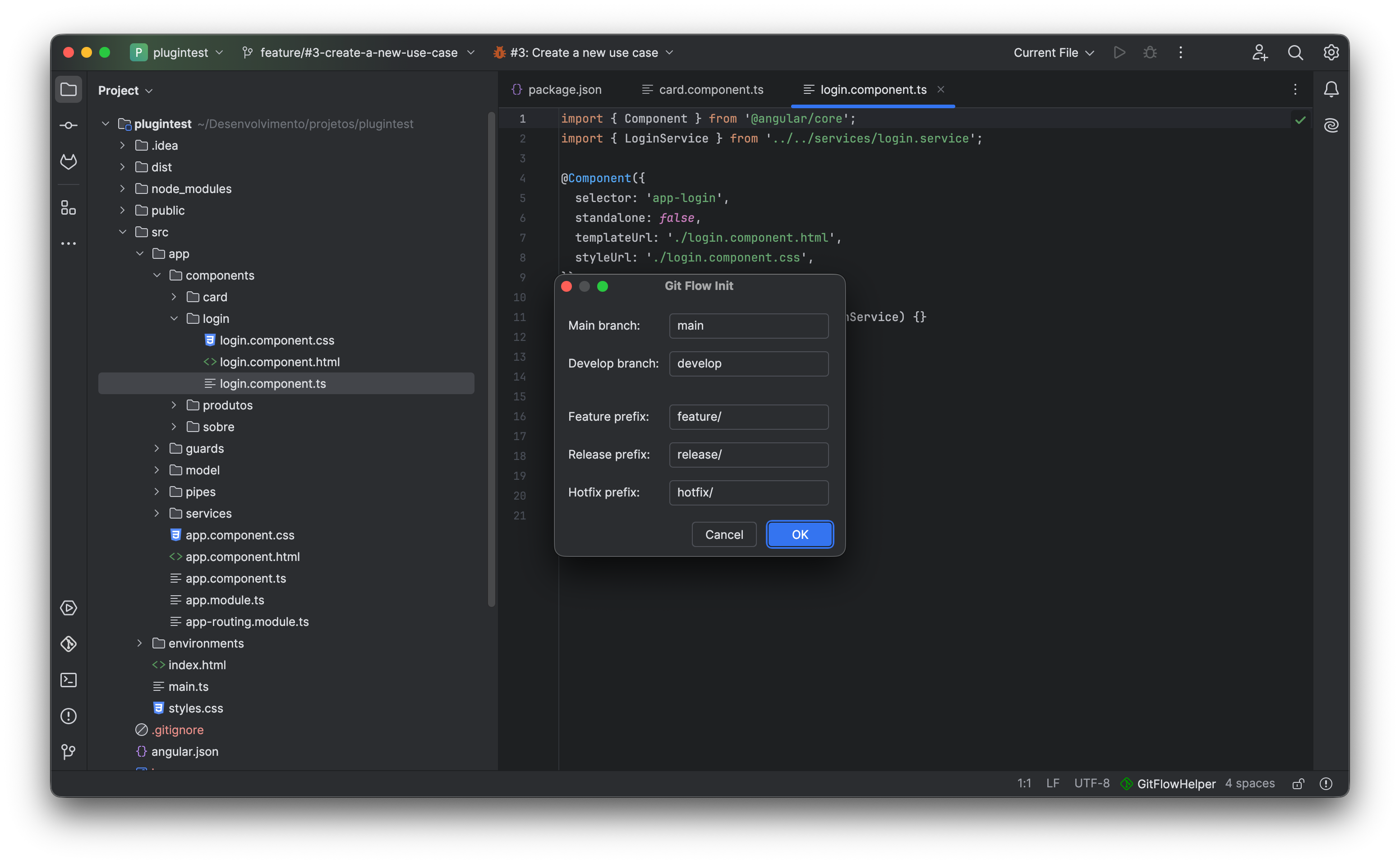 GitFlow Initialization Dialog